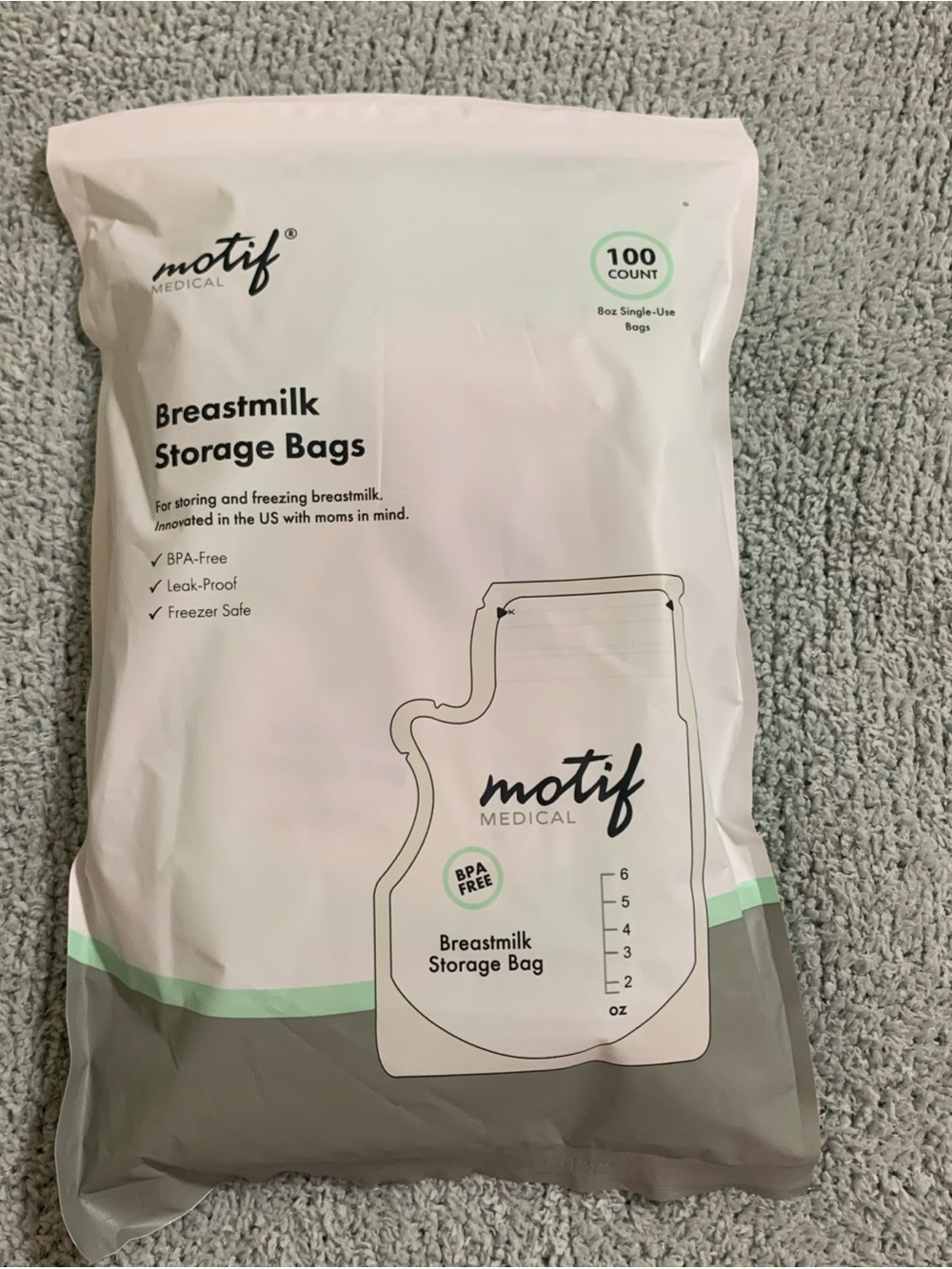 Motif Medical White Breastmilk Storage Bags - 100 Count